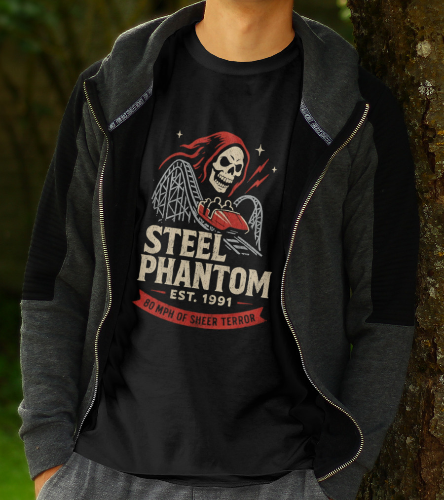 Steel Phantom 80 MPH Of Sheer Terror Pittsburgh Steelers Skeleton Est 1991 T-Shirt