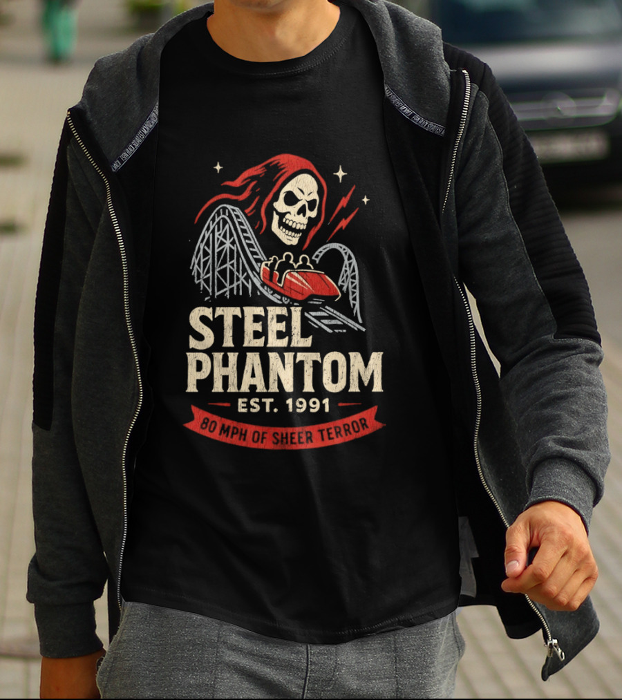 Steel Phantom 80 MPH Of Sheer Terror Pittsburgh Steelers Skeleton Est 1991 T-Shirt