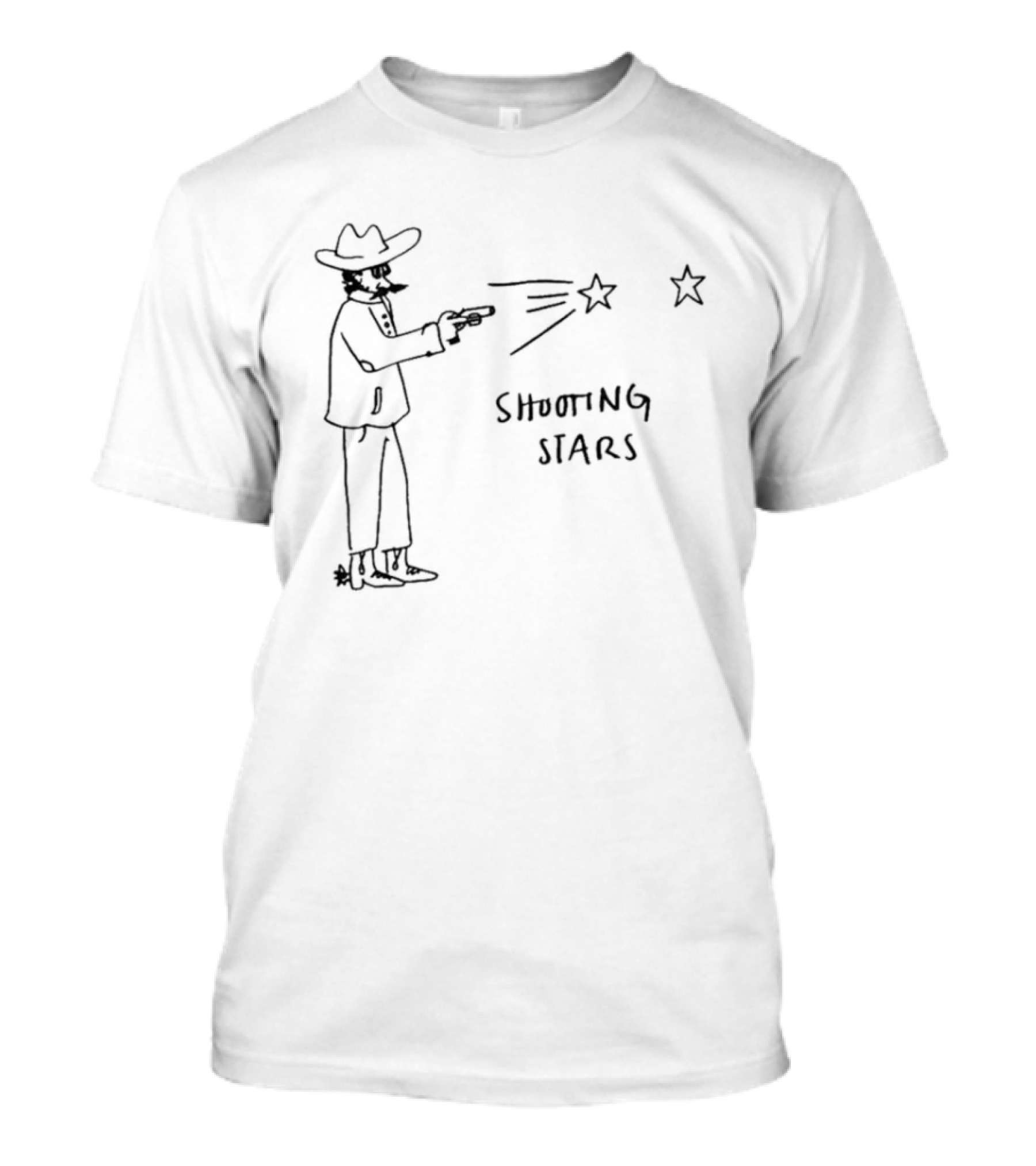 Brady Basso Cowboy Shooting Stars Hand Drawn Sketch T-Shirt