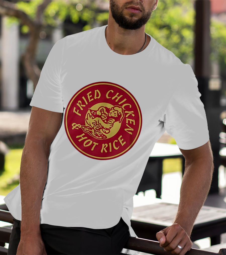 Fried Chicken And Hot Rice Vintage Style Circle T-Shirt