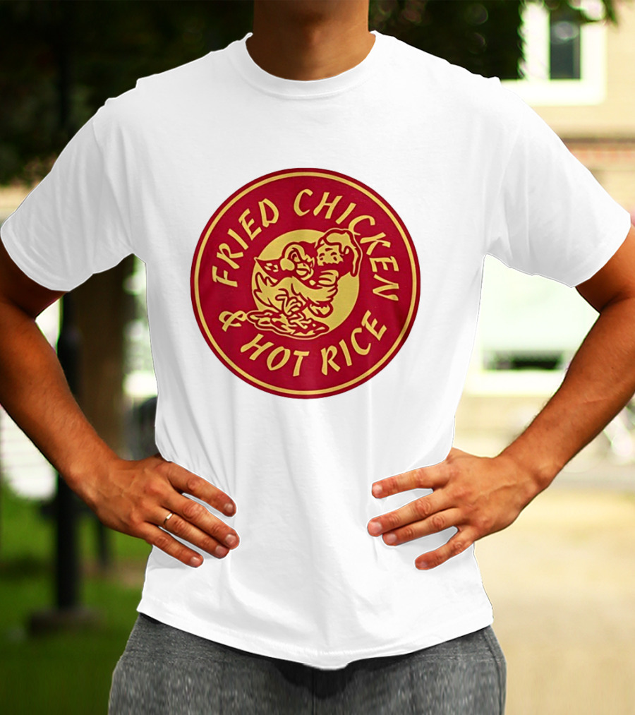 Fried Chicken And Hot Rice Vintage Style Circle T-Shirt