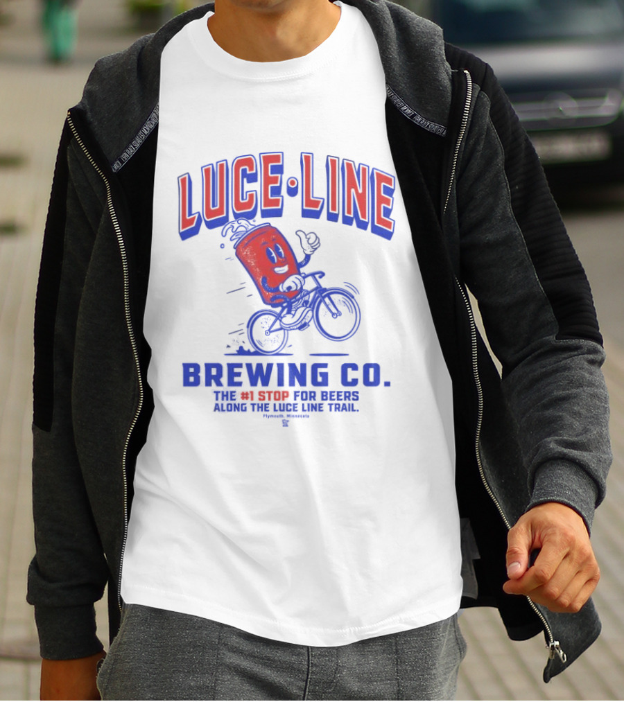 Luce Line Brewing Co The 1 Stop For Beers Along The Luce Line Trail Featuring Cycling Can T-Shirt