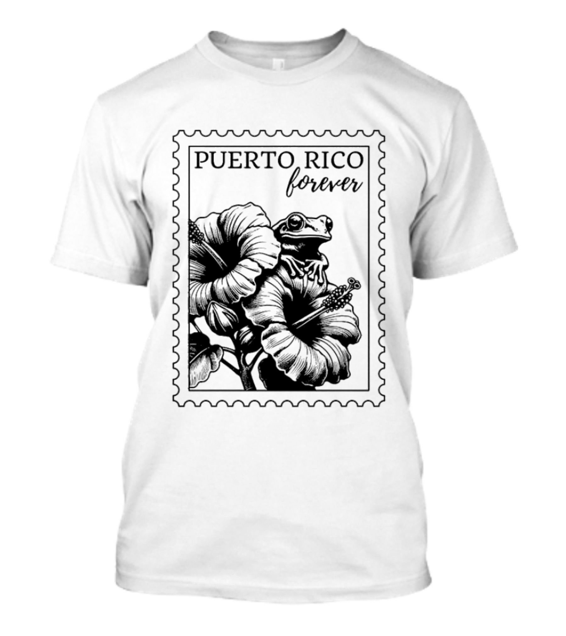 Puerto Rico Forever Hibiscus Stamp T-Shirt