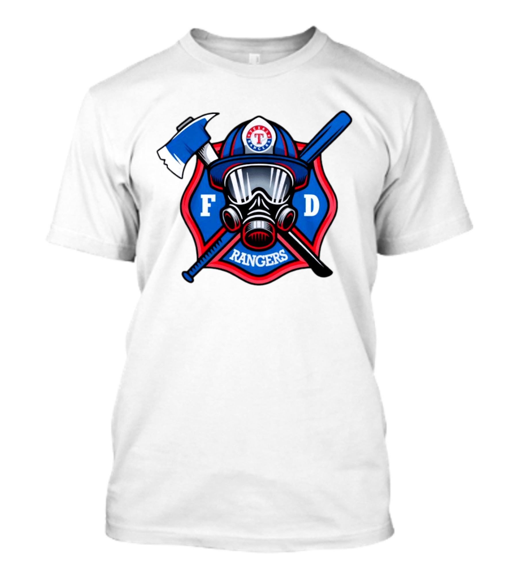 Texas Rangers Firefighter Spirit FD Rangers Ax And Bat T-Shirt