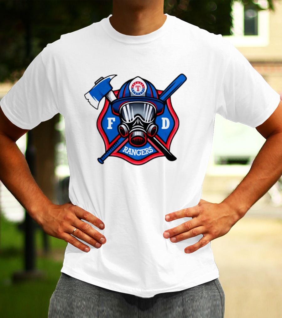Texas Rangers Firefighter Spirit FD Rangers Ax And Bat T-Shirt