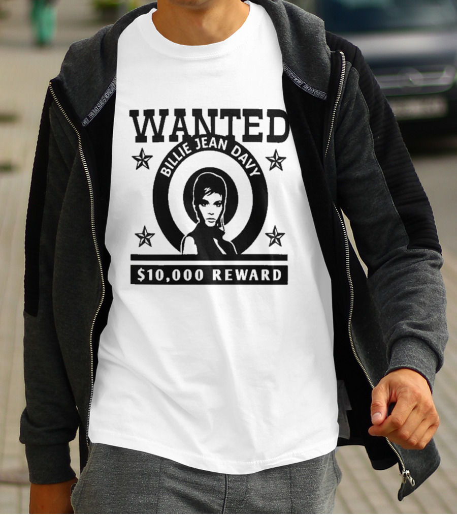 Wanted Billie Jean Davy 10000 Reward Stars Circle T-Shirt