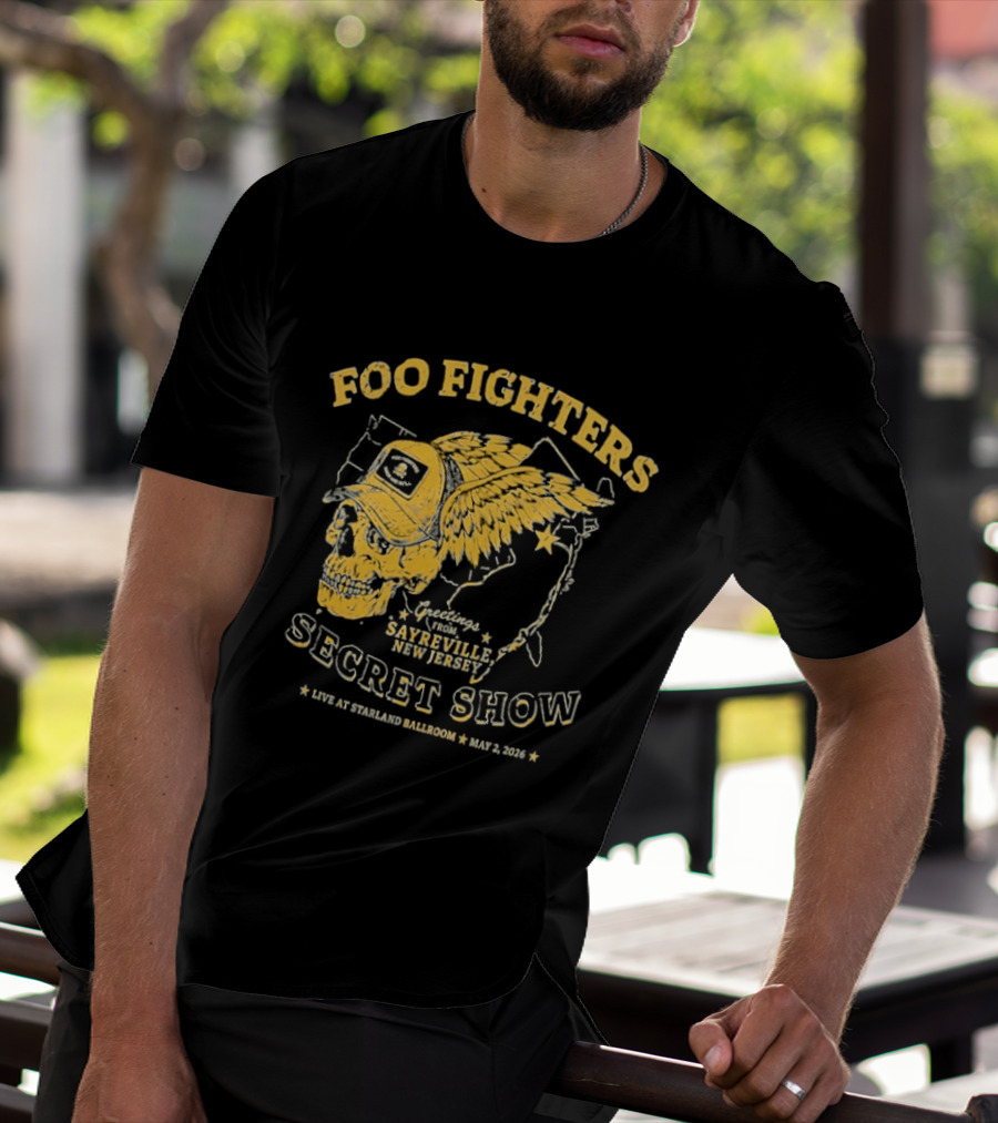 Foo Fighters Sayreville New Jersey 2026 Secret Show Winged Skull Starland Ballroom May 2 T-Shirt