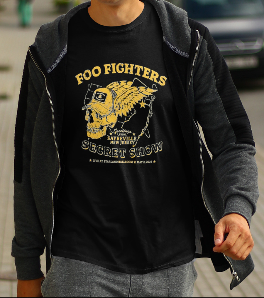 Foo Fighters Sayreville New Jersey 2026 Secret Show Winged Skull Starland Ballroom May 2 T-Shirt