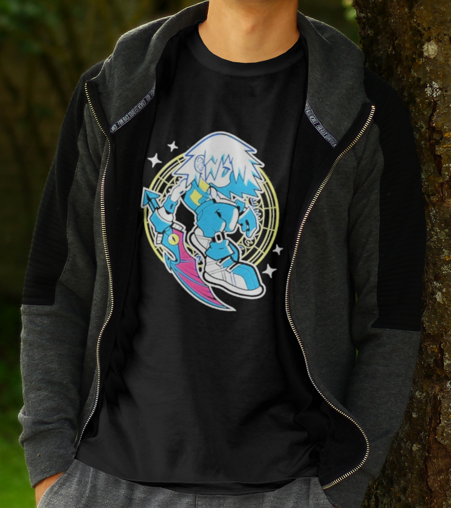 Riku Anime Cartoon Character With Sword And Stars In Pastel T-Shirt