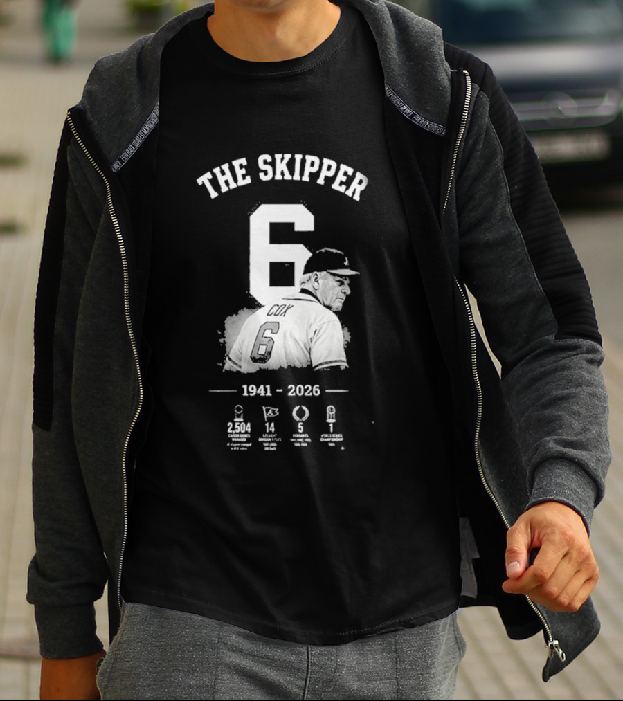 The Skipper 1941 2026 Number 6 Legendary Braves Manager T-Shirt