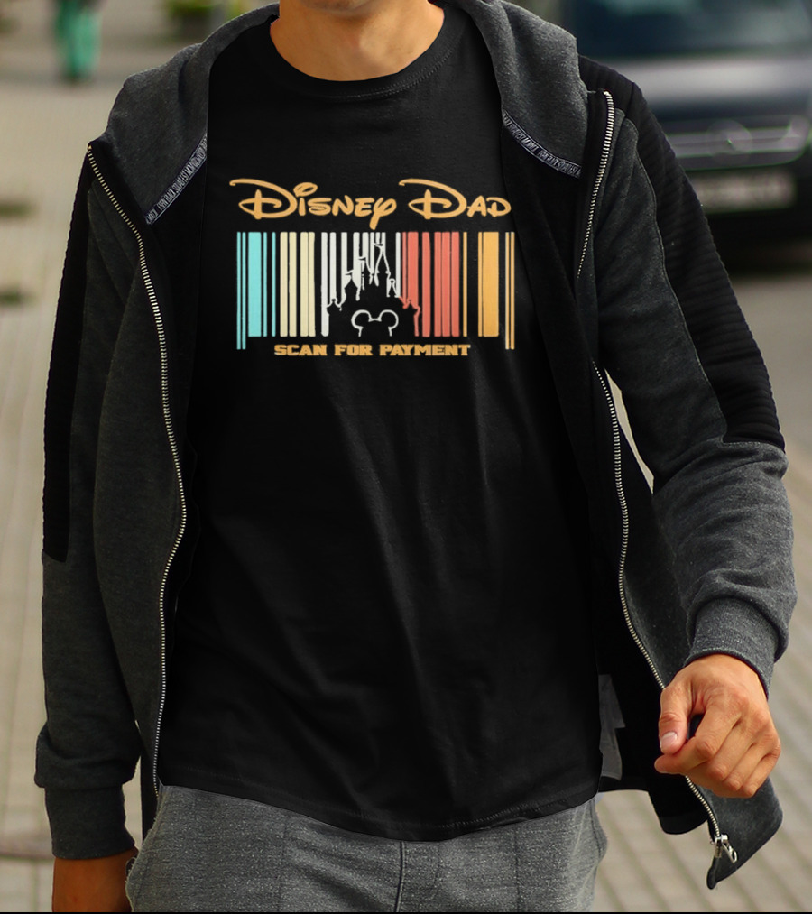 Disney Dad Barcode Castle Scan For Payment Father's Day T-Shirt