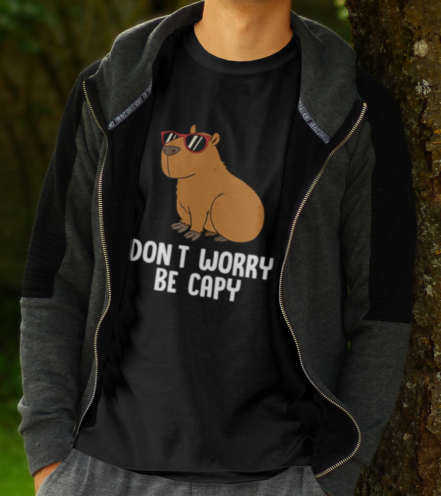 Don't Worry Be Capy With Cool Sunglasses Capybara T-Shirt