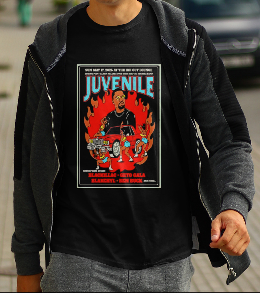 Juvenile Live Concert At The Far Out Lounge Austin TX May 17 2026 Featuring Truck Music And Dance T-Shirt
