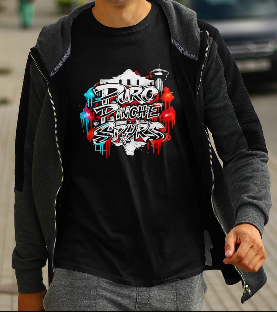 Puro Pinche Spurs San Antonio Vibes Alamo Skyline Fiesta T-Shirt