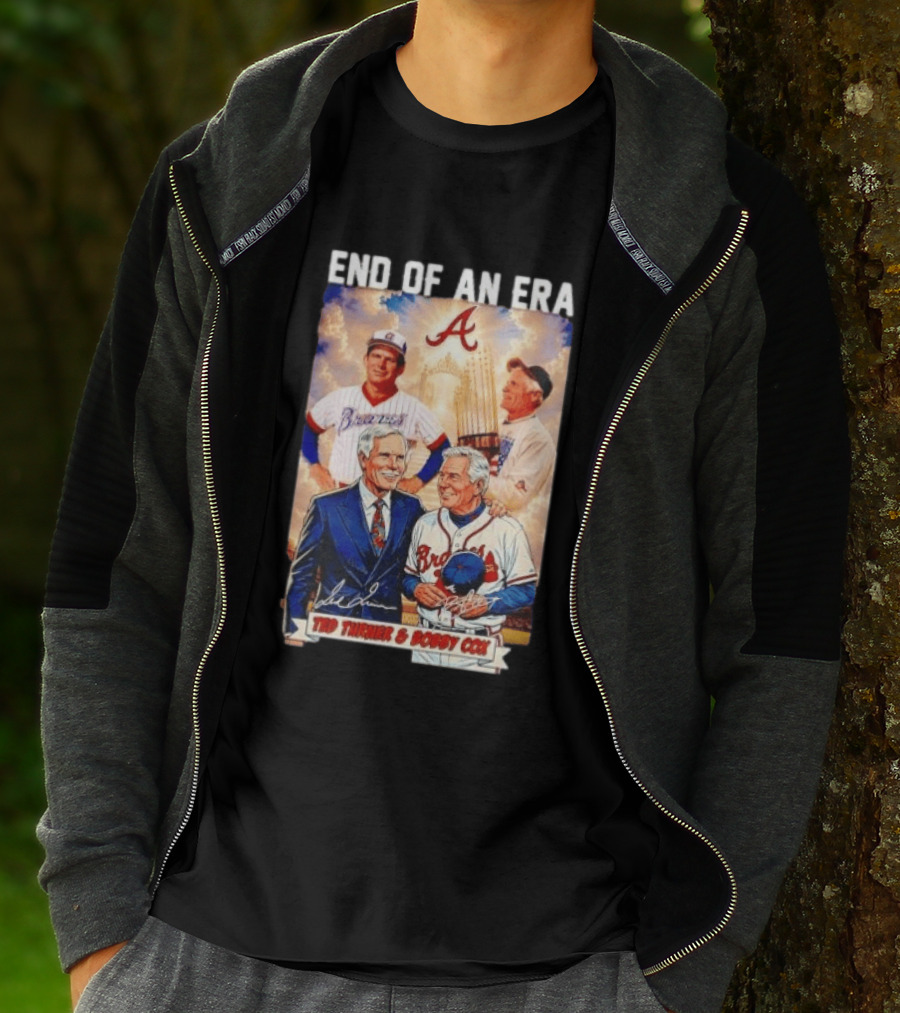 End Of An Era Ted Turner Bobby Cox Braves Signatures T-Shirt