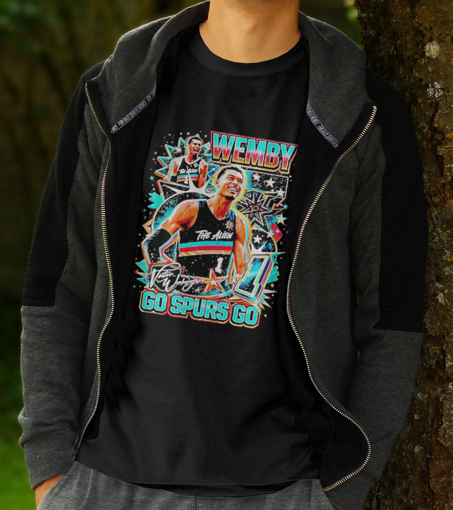 Wemby The Alien Go Spurs Go 90s Bootleg Retro Stars Number One T-Shirt
