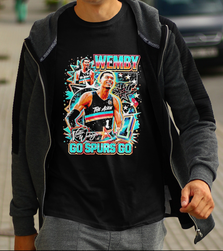 Wemby The Alien Go Spurs Go 90s Bootleg Retro Stars Number One T-Shirt