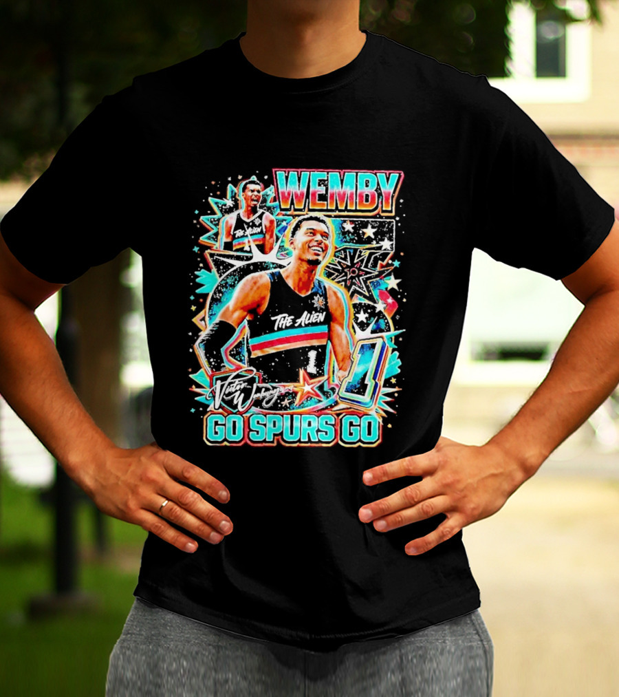 Wemby The Alien Go Spurs Go 90s Bootleg Retro Stars Number One T-Shirt