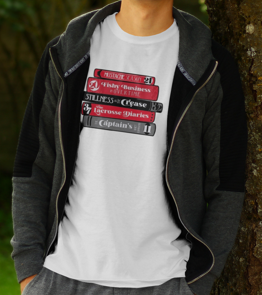 Carolina Hurricanes Hockey Girl Book Club Mustache Season Fishy Business Stillness Crease Lacrosse Diaries Captain's Command T-Shirt