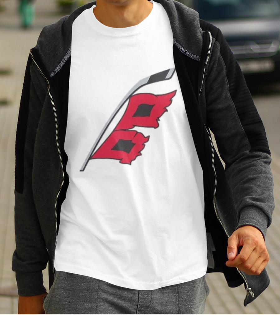 Carolina Hurricanes Red Storm Surge Hockey Stick Flag T-Shirt