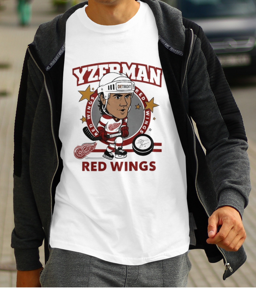 Yzerman Red Wings Caricature Hockey Player T-Shirt