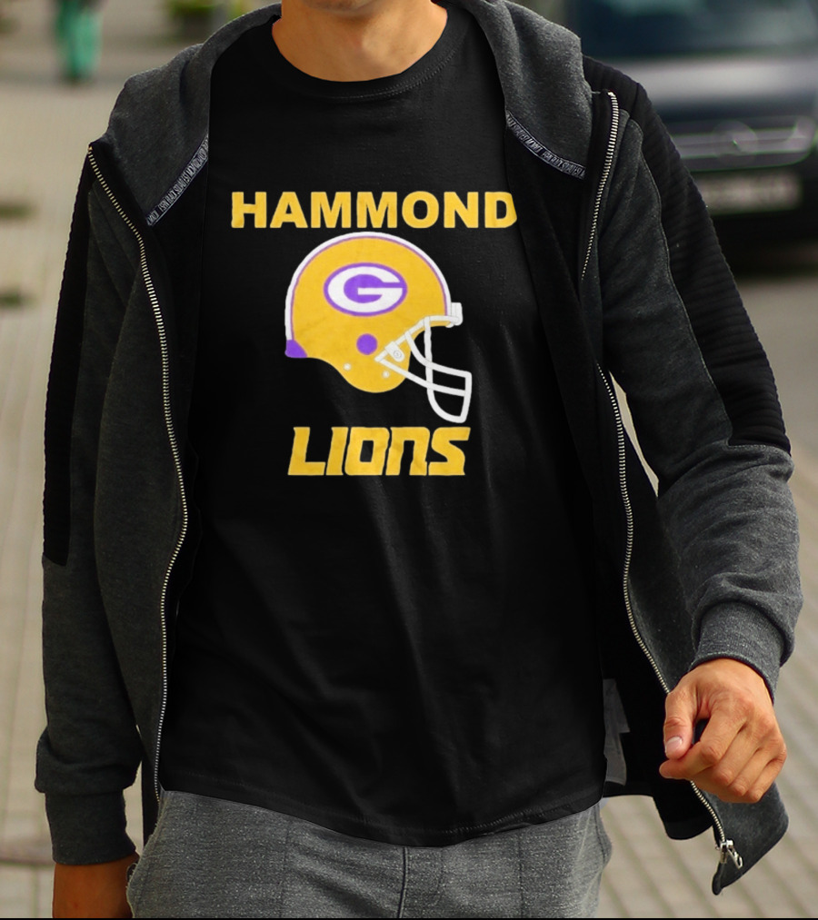 Hammond Lions Yellow Football Helmet Team Spirit T-Shirt