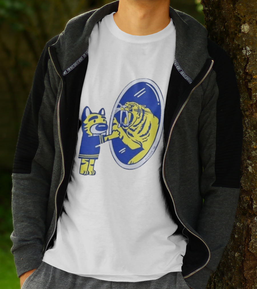 Buffalo Sabres Saber Tooth Tiger Mirror Reflection Comic T-Shirt
