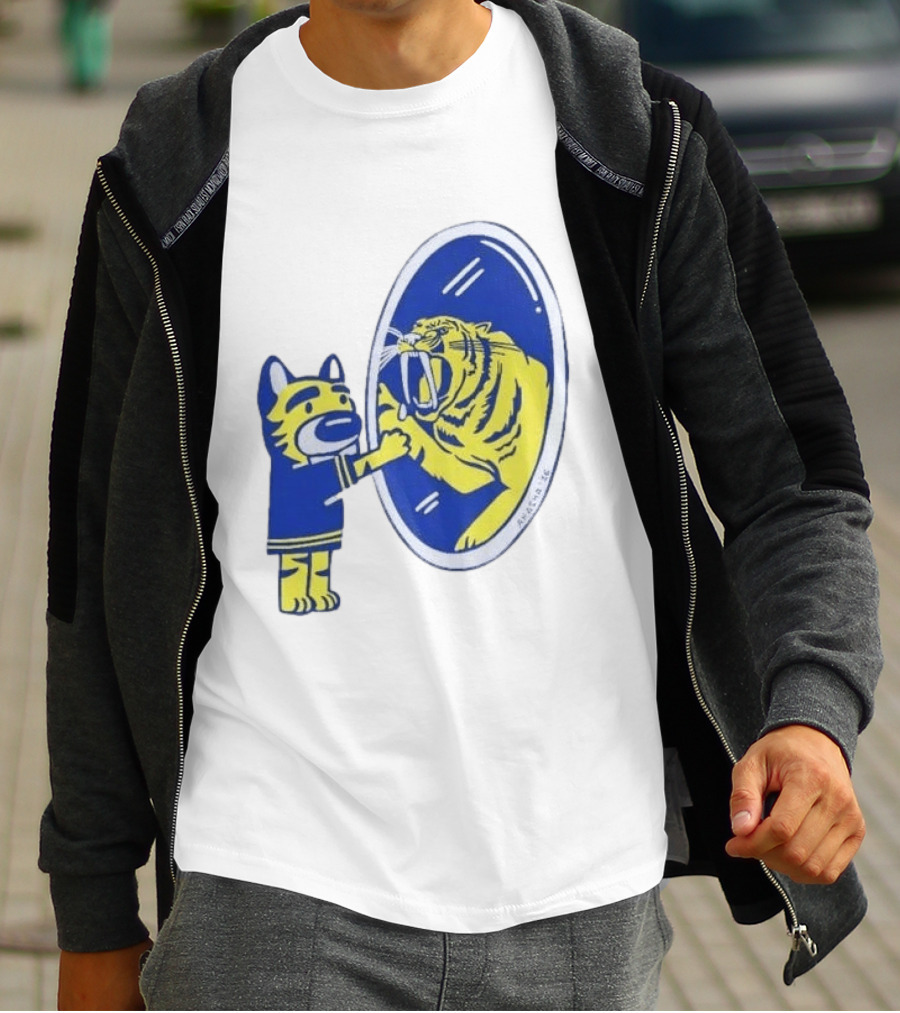 Buffalo Sabres Saber Tooth Tiger Mirror Reflection Comic T-Shirt