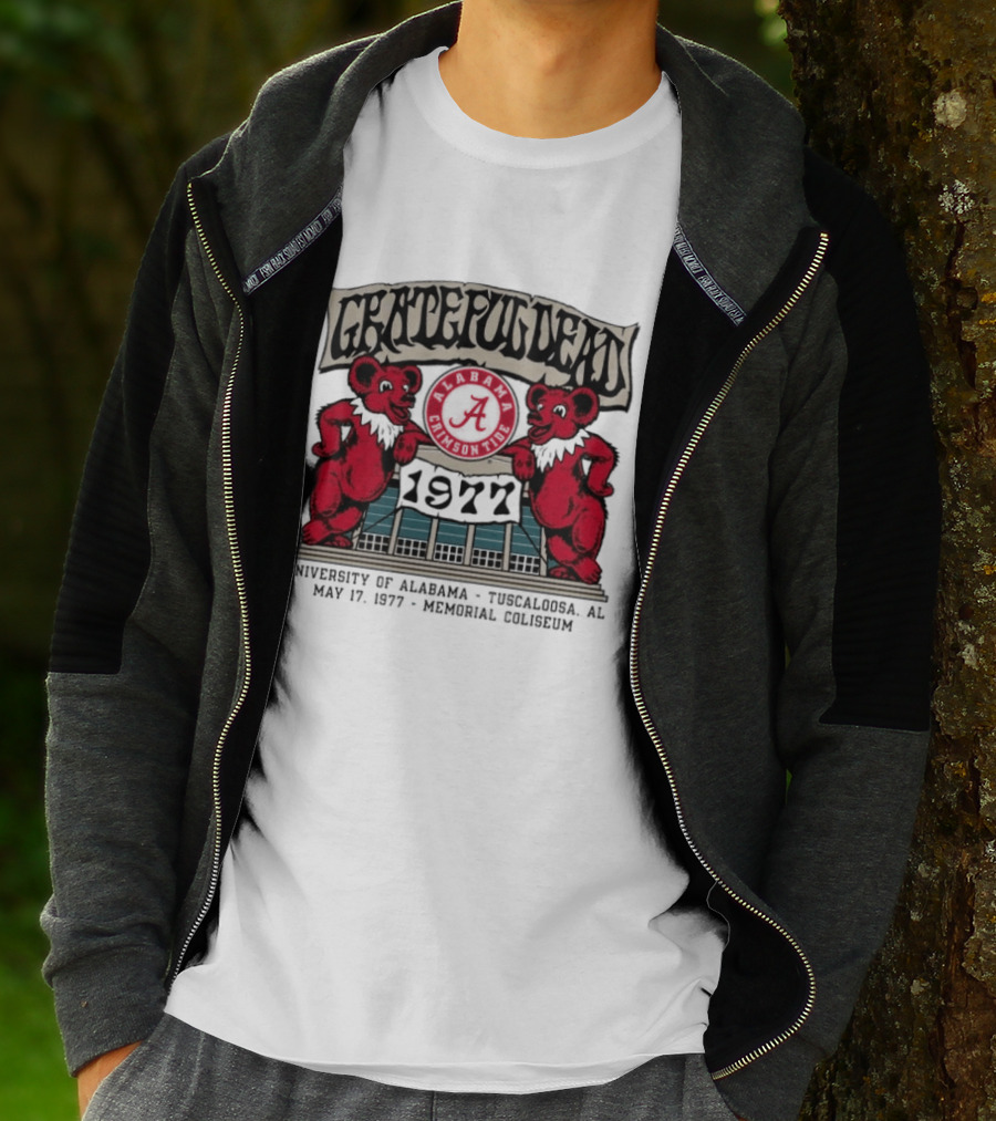 Grateful Dead Alabama Crimson Tide 1977 Memorial Coliseum Tuscaloosa Bears T-Shirt