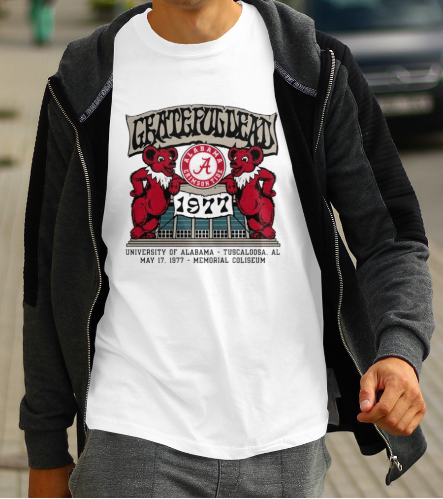 Grateful Dead Alabama Crimson Tide 1977 Memorial Coliseum Tuscaloosa Bears T-Shirt