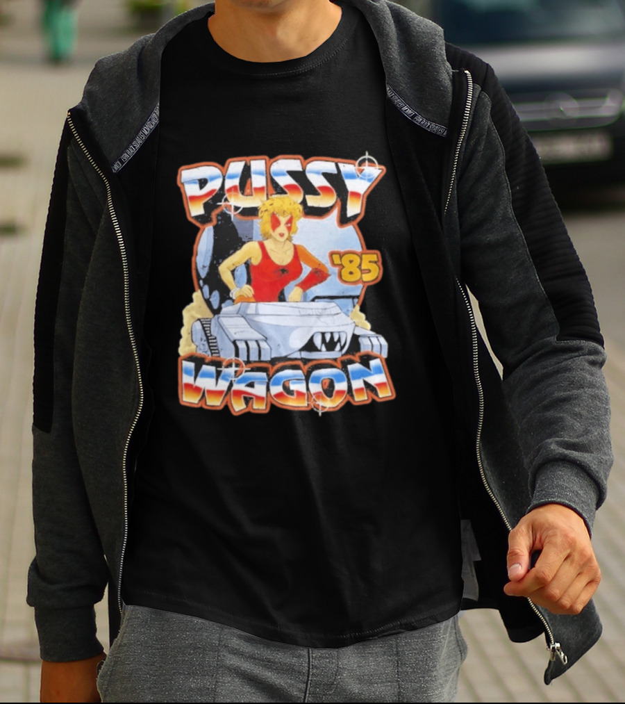 Pussy Wagon 85 Retro Car Girl Tank Cartoon T-Shirt