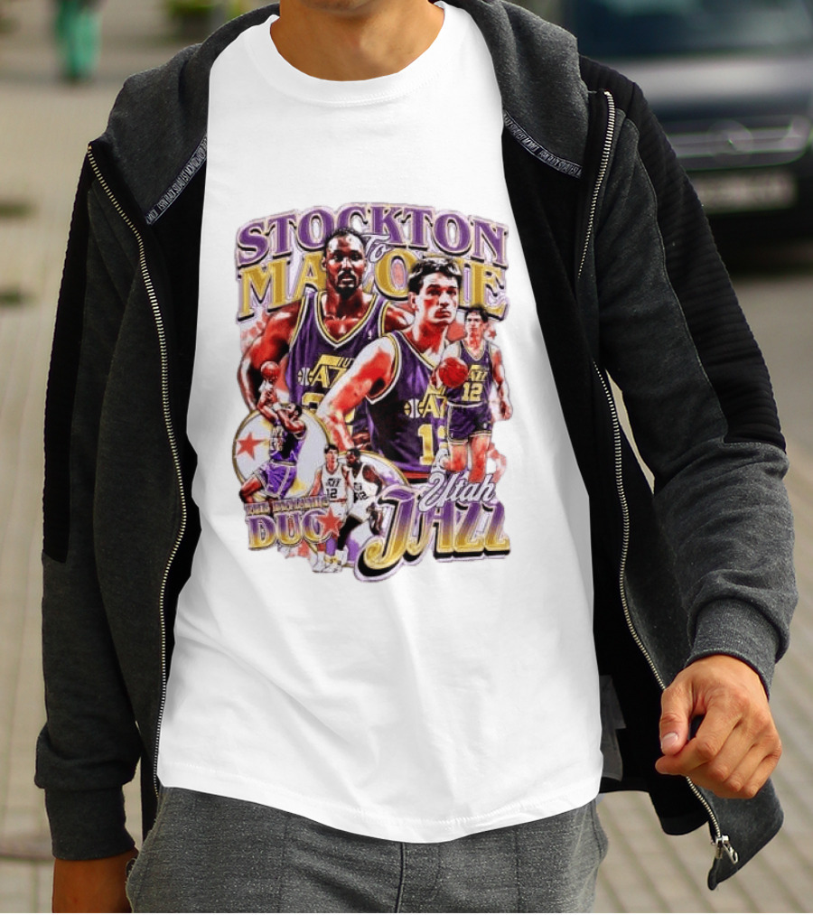 Stockton To Malone Utah Jazz Dynamic Duo Basketball Legends T-Shirt