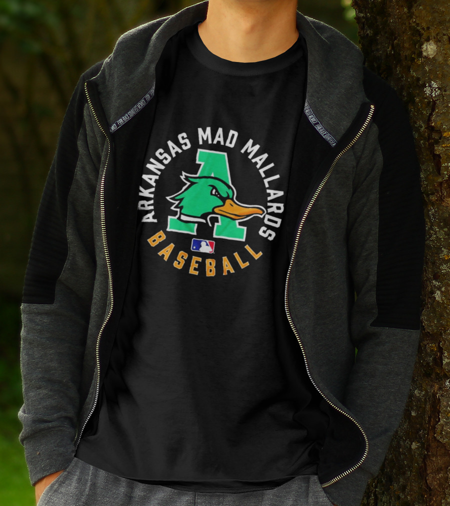 Arkansas Mad Mallards Baseball Team Logo With Iconic Duck And MLB T-Shirt