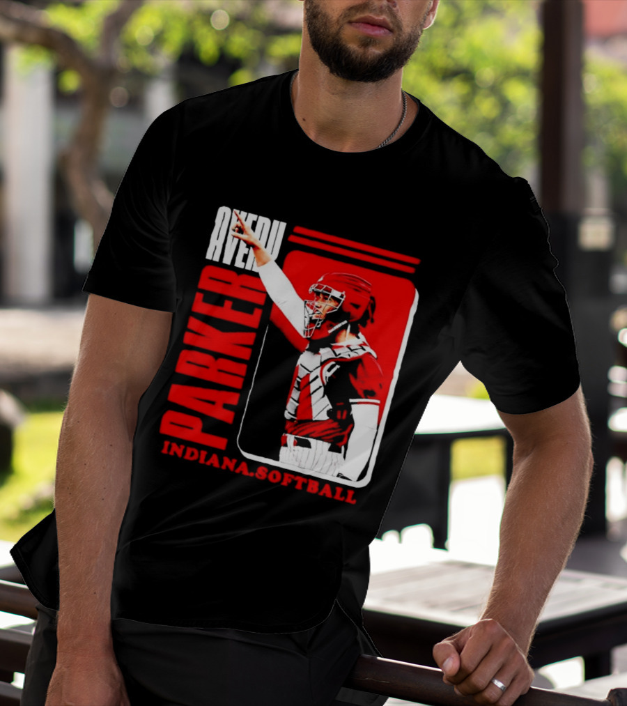 Avery Parker Indiana Softball Catcher Player Red And White Uniform T-Shirt