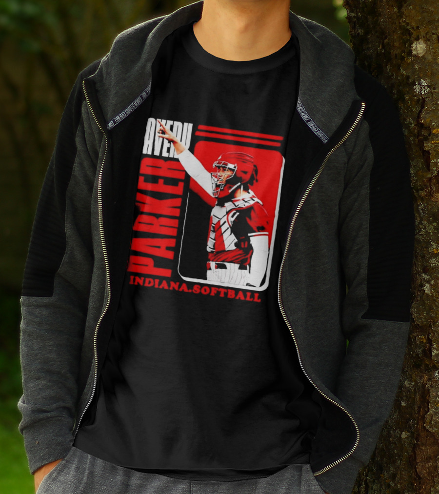 Avery Parker Indiana Softball Catcher Player Red And White Uniform T-Shirt