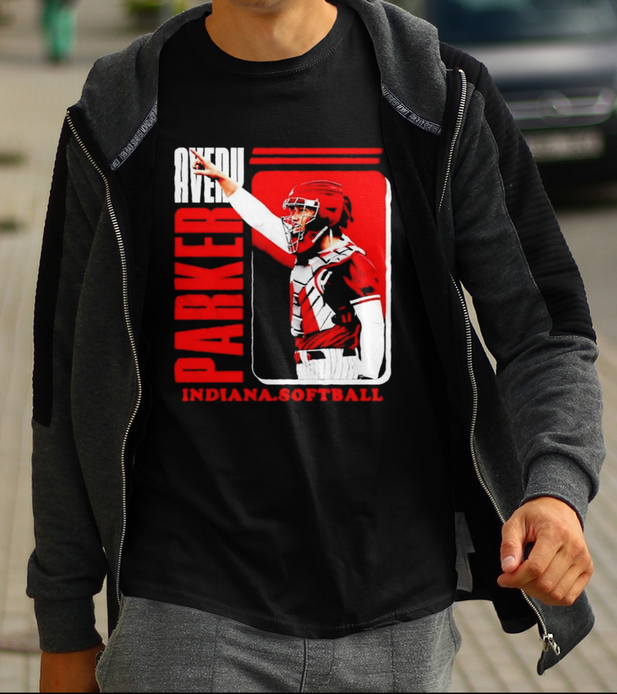 Avery Parker Indiana Softball Catcher Player Red And White Uniform T-Shirt