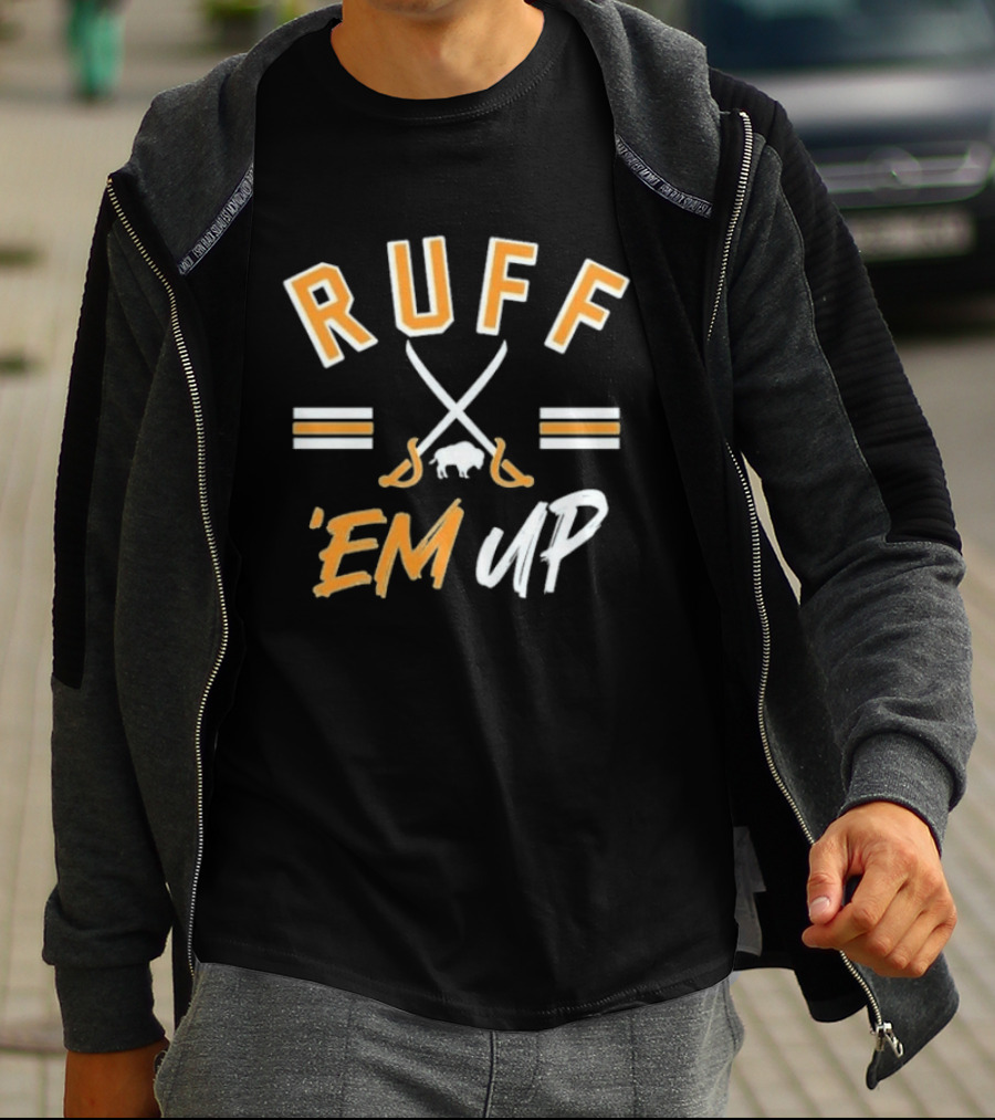Buffalo Sabres Ruff 'Em Up Hockey Sticks And Buffalo T-Shirt