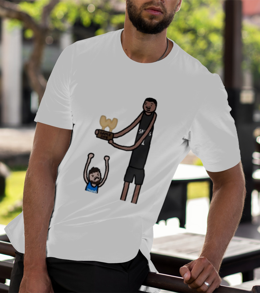 Spurs Victor Wembanyama Game One Vs Thunder Basketball Cartoon T-Shirt