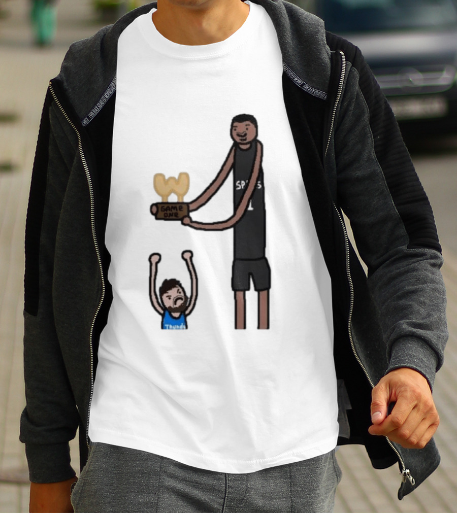 Spurs Victor Wembanyama Game One Vs Thunder Basketball Cartoon T-Shirt