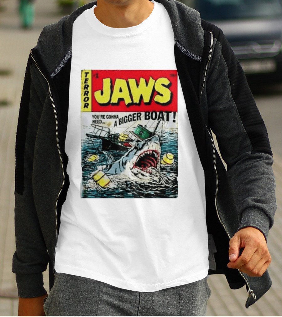 Terror Jaws Comic Cover You're Gonna Need A Bigger Boat T-Shirt