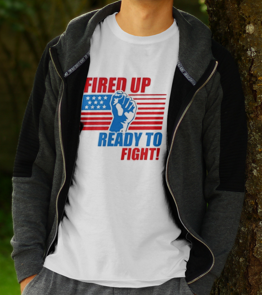 Fired Up Ready To Fight USA Flag Fist T-Shirt