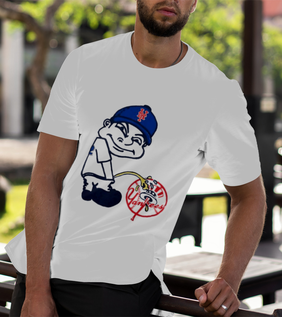 New York Mets Fans Rivalry Yankees Humorous Cartoon T-Shirt