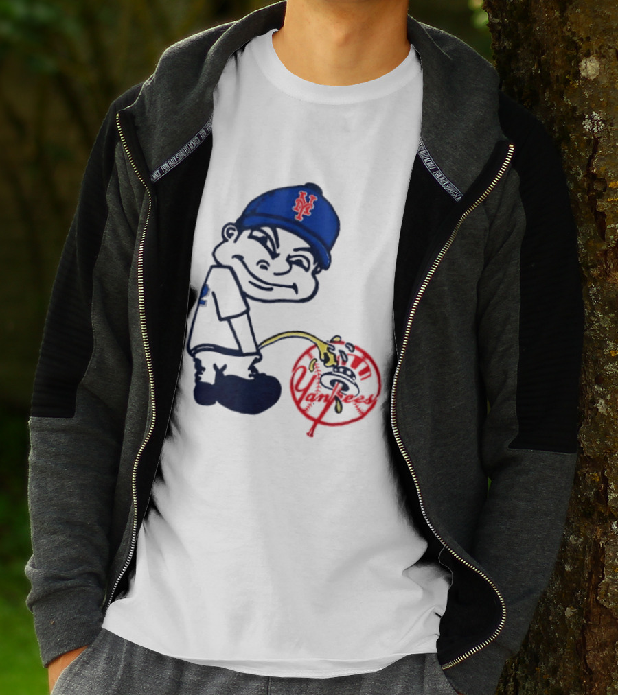 New York Mets Fans Rivalry Yankees Humorous Cartoon T-Shirt