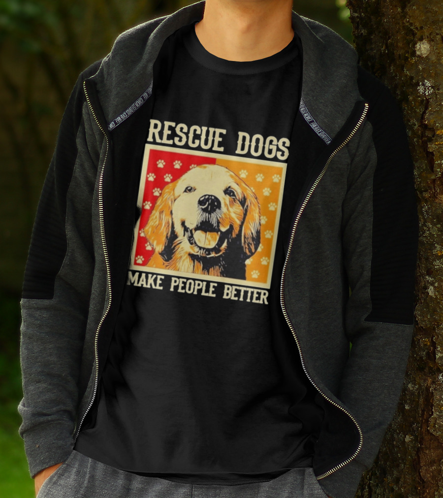 Rescue Dogs Make People Better Paw Print T-Shirt