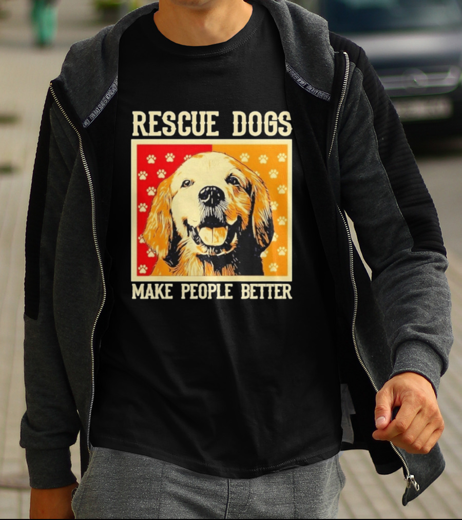 Rescue Dogs Make People Better Paw Print T-Shirt