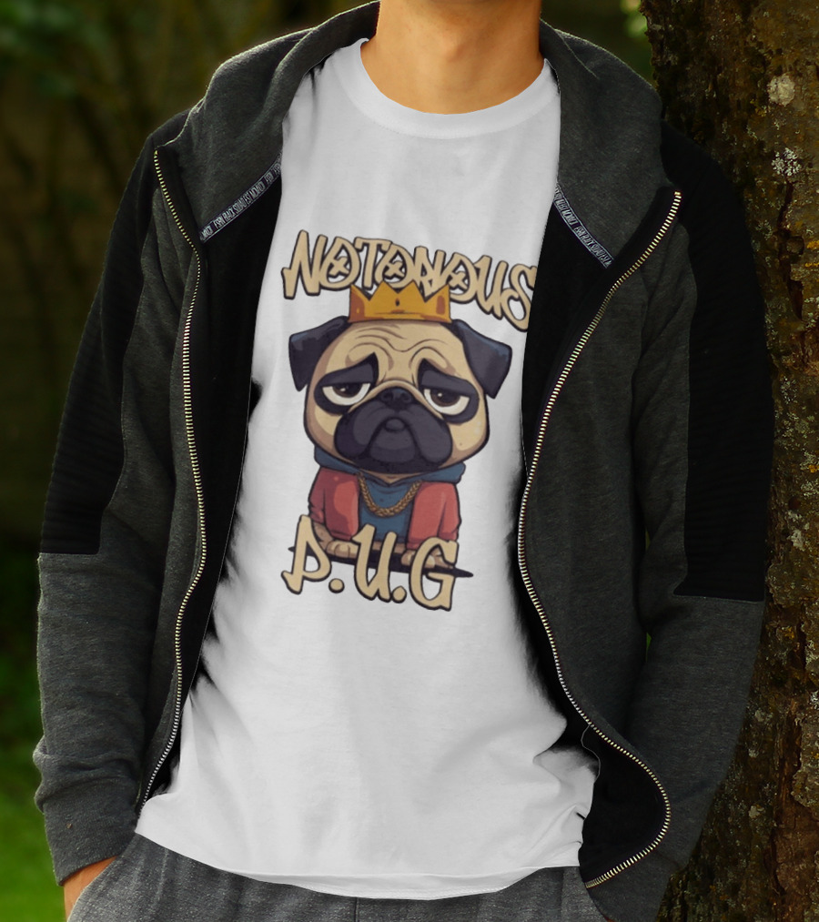 Notorious Pug Iconic Crowned Cartoon 90s Rap T-Shirt