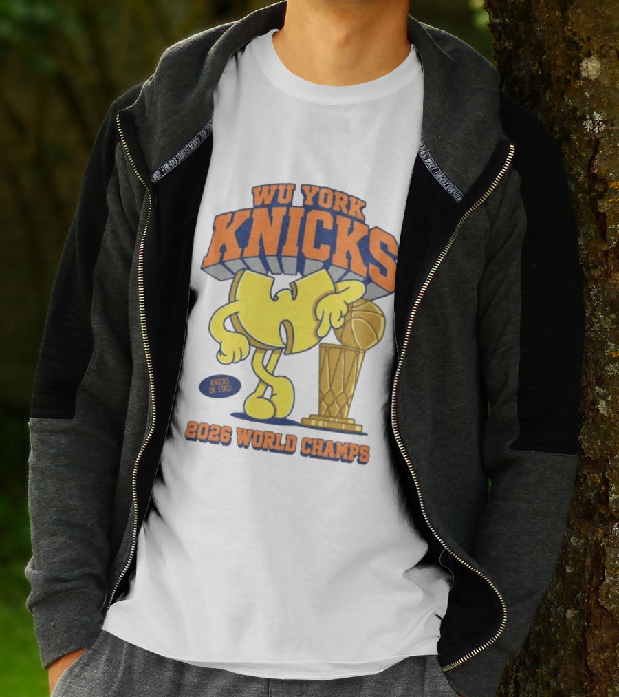 Wu York Knicks 2026 World Champs Knicks In Five Basketball Trophy T-Shirt