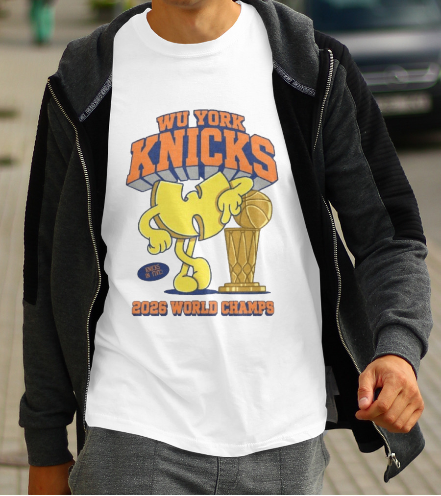 Wu York Knicks 2026 World Champs Knicks In Five Basketball Trophy T-Shirt