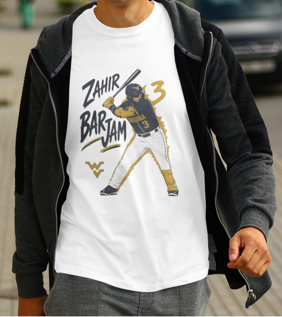 Zahir Barjam West Virginia Baseball Number 3 Sports Fan T-Shirt