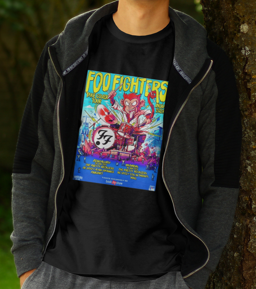 Foo Fighters Take Cover Tour India 2027 Bengaluru Mumbai The Pretty Reckless Die Spitz Alain Johannes Punkshit Still In Therapy Mali January 29 31 T-Shirt